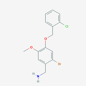 molecular formula C15H15BrClNO2 B2473214 {2-Bromo-4-[(2-chlorophenyl)methoxy]-5-methoxyphenyl}methanamine CAS No. 937598-86-2