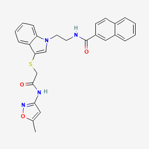 N-(2-(3-((2-((5-methylisoxazol-3-yl)amino)-2-oxoethyl)thio)-1H-indol-1-yl)ethyl)-2-naphthamide