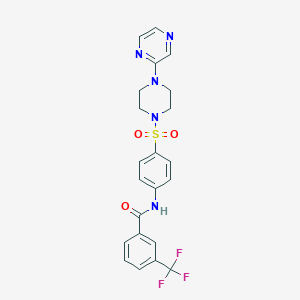 molecular formula C22H20F3N5O3S B2473231 N-(4-((4-(pyrazin-2-yl)piperazin-1-yl)sulfonyl)phenyl)-3-(trifluoromethyl)benzamide CAS No. 1049530-41-7