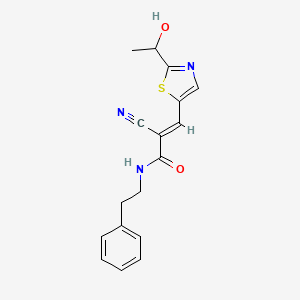 (E)-2-Cyano-3-[2-(1-hydroxyethyl)-1,3-thiazol-5-yl]-N-(2-phenylethyl)prop-2-enamide