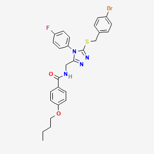 molecular formula C27H26BrFN4O2S B2473259 N-[(5-{[(4-bromophenyl)methyl]sulfanyl}-4-(4-fluorophenyl)-4H-1,2,4-triazol-3-yl)methyl]-4-butoxybenzamide CAS No. 389070-79-5