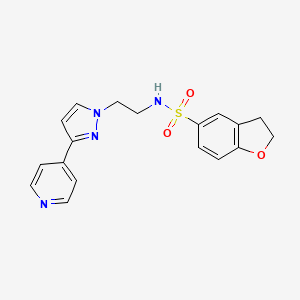 molecular formula C18H18N4O3S B2473268 N-(2-(3-(pyridin-4-yl)-1H-pyrazol-1-yl)ethyl)-2,3-dihydrobenzofuran-5-sulfonamide CAS No. 1448028-70-3