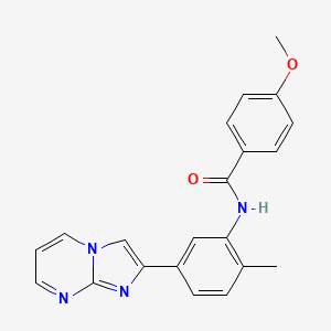 molecular formula C21H18N4O2 B2473285 N-(5-{imidazo[1,2-a]pyrimidin-2-yl}-2-methylphenyl)-4-methoxybenzamide CAS No. 847387-80-8