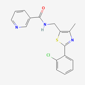 molecular formula C17H14ClN3OS B2473289 N-((2-(2-chlorophenyl)-4-methylthiazol-5-yl)methyl)nicotinamide CAS No. 1421453-83-9