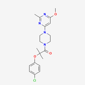 molecular formula C20H25ClN4O3 B2473299 2-(4-Chlorophenoxy)-1-[4-(6-methoxy-2-methylpyrimidin-4-yl)piperazin-1-yl]-2-methylpropan-1-one CAS No. 1251560-06-1