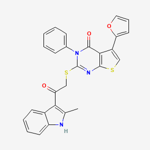 5-(furan-2-yl)-2-[2-(2-methyl-1H-indol-3-yl)-2-oxoethyl]sulfanyl-3-phenylthieno[2,3-d]pyrimidin-4-one
