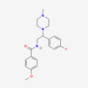 molecular formula C21H26FN3O2 B2473346 N-[2-(4-fluorophenyl)-2-(4-methylpiperazin-1-yl)ethyl]-4-methoxybenzamide CAS No. 898448-54-9