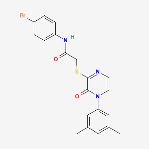 molecular formula C20H18BrN3O2S B2473358 N-(4-bromophenyl)-2-((4-(3,5-dimethylphenyl)-3-oxo-3,4-dihydropyrazin-2-yl)thio)acetamide CAS No. 895109-54-3