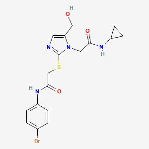 molecular formula C17H19BrN4O3S B2473375 N-(4-bromophenyl)-2-({1-[(cyclopropylcarbamoyl)methyl]-5-(hydroxymethyl)-1H-imidazol-2-yl}sulfanyl)acetamide CAS No. 923175-06-8