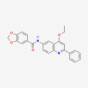 molecular formula C25H20N2O4 B2473390 N-(4-Ethoxy-2-phenylquinolin-6-YL)-2H-1,3-benzodioxole-5-carboxamide CAS No. 1358225-58-7