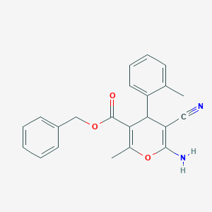 molecular formula C22H20N2O3 B2473401 benzyl 6-amino-5-cyano-2-methyl-4-(2-methylphenyl)-4H-pyran-3-carboxylate CAS No. 304875-18-1