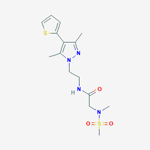 molecular formula C15H22N4O3S2 B2473415 N-{2-[3,5-dimethyl-4-(thiophen-2-yl)-1H-pyrazol-1-yl]ethyl}-2-(N-methylmethanesulfonamido)acetamide CAS No. 2034355-92-3