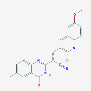 3-(2-Chloro-6-methoxyquinolin-3-yl)-2-(6,8-dimethyl-4-oxo-3,4-dihydroquinazolin-2-yl)prop-2-enenitrile