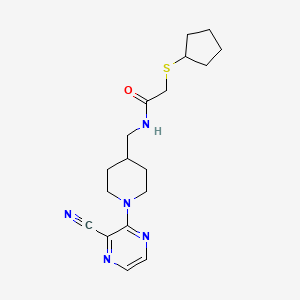 N-((1-(3-cyanopyrazin-2-yl)piperidin-4-yl)methyl)-2-(cyclopentylthio)acetamide