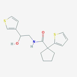 molecular formula C16H19NO2S2 B2473497 N-(2-hydroxy-2-(thiophen-3-yl)ethyl)-1-(thiophen-2-yl)cyclopentanecarboxamide CAS No. 1251553-09-9