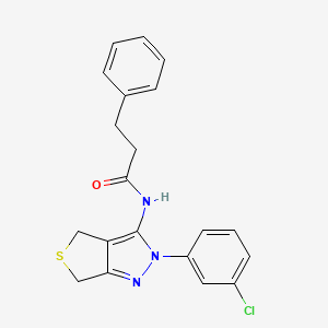 molecular formula C20H18ClN3OS B2473534 N-[2-(3-chlorophenyl)-2H,4H,6H-thieno[3,4-c]pyrazol-3-yl]-3-phenylpropanamide CAS No. 450341-08-9