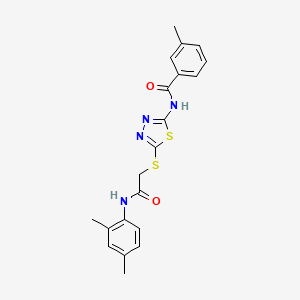 molecular formula C20H20N4O2S2 B2473547 N-[5-({[(2,4-dimethylphenyl)carbamoyl]methyl}sulfanyl)-1,3,4-thiadiazol-2-yl]-3-methylbenzamide CAS No. 392295-64-6