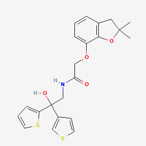 2-((2,2-dimethyl-2,3-dihydrobenzofuran-7-yl)oxy)-N-(2-hydroxy-2-(thiophen-2-yl)-2-(thiophen-3-yl)ethyl)acetamide