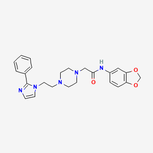 N-(benzo[d][1,3]dioxol-5-yl)-2-(4-(2-(2-phenyl-1H-imidazol-1-yl)ethyl)piperazin-1-yl)acetamide