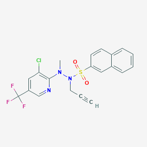 molecular formula C20H15ClF3N3O2S B2473594 N'-[3-chloro-5-(trifluoromethyl)-2-pyridinyl]-N'-methyl-N-(2-propynyl)-2-naphthalenesulfonohydrazide CAS No. 338748-71-3
