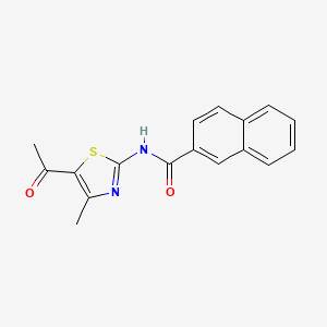 molecular formula C17H14N2O2S B2473605 N-(5-acetyl-4-methyl-1,3-thiazol-2-yl)naphthalene-2-carboxamide CAS No. 391222-34-7