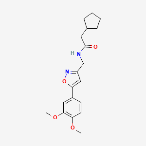 molecular formula C19H24N2O4 B2473633 2-cyclopentyl-N-((5-(3,4-dimethoxyphenyl)isoxazol-3-yl)methyl)acetamide CAS No. 953232-54-7