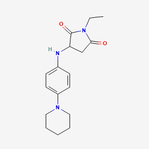 molecular formula C17H23N3O2 B2473637 1-Ethyl-3-((4-(piperidin-1-yl)phenyl)amino)pyrrolidine-2,5-dione CAS No. 1009537-06-7