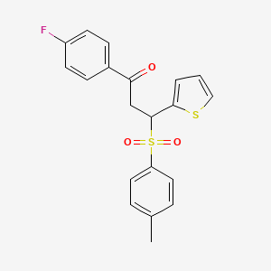 molecular formula C20H17FO3S2 B2473645 1-(4-Fluorophenyl)-3-(thiophen-2-yl)-3-tosylpropan-1-one CAS No. 315241-68-0