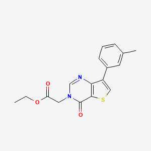 molecular formula C17H16N2O3S B2473662 ethyl 2-(4-oxo-7-(m-tolyl)thieno[3,2-d]pyrimidin-3(4H)-yl)acetate CAS No. 1206993-45-4