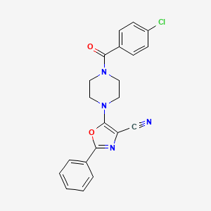 molecular formula C21H17ClN4O2 B2473690 5-[4-(4-Chlorobenzoyl)piperazin-1-yl]-2-phenyl-1,3-oxazole-4-carbonitrile CAS No. 903183-77-7