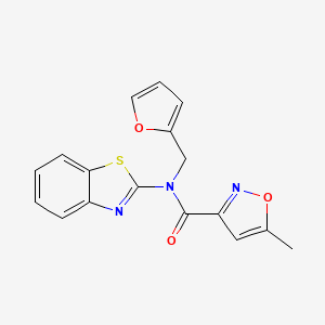 molecular formula C17H13N3O3S B2473725 N-(1,3-benzothiazol-2-yl)-N-[(furan-2-yl)methyl]-5-methyl-1,2-oxazole-3-carboxamide CAS No. 946202-61-5