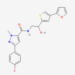 B2473735 5-(4-Fluorophenyl)-N-[2-[4-(furan-2-yl)thiophen-2-yl]-2-hydroxyethyl]-2-methylpyrazole-3-carboxamide CAS No. 2379993-76-5