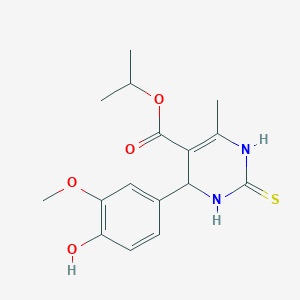 molecular formula C16H20N2O4S B2473759 Isopropyl 4-(4-hydroxy-3-methoxyphenyl)-6-methyl-2-thioxo-1,2,3,4-tetrahydropyrimidine-5-carboxylate CAS No. 440087-16-1