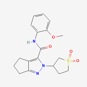 molecular formula C18H21N3O4S B2473771 2-(1,1-dioxo-1lambda6-thiolan-3-yl)-N-(2-methoxyphenyl)-2H,4H,5H,6H-cyclopenta[c]pyrazole-3-carboxamide CAS No. 2319809-05-5