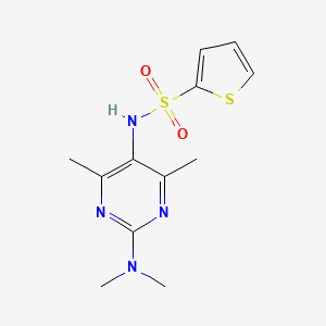 molecular formula C12H16N4O2S2 B2473783 N-[2-(Dimethylamino)-4,6-dimethylpyrimidin-5-YL]thiophene-2-sulfonamide CAS No. 1448027-34-6