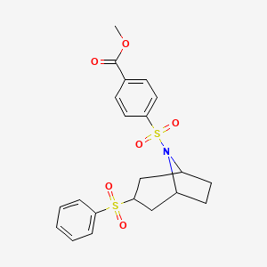 molecular formula C21H23NO6S2 B2473818 methyl 4-(((1R,5S)-3-(phenylsulfonyl)-8-azabicyclo[3.2.1]octan-8-yl)sulfonyl)benzoate CAS No. 1448072-60-3
