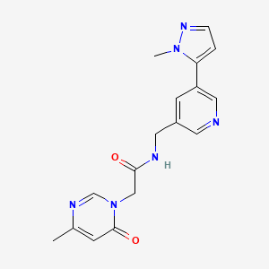 molecular formula C17H18N6O2 B2473821 N-{[5-(1-methyl-1H-pyrazol-5-yl)pyridin-3-yl]methyl}-2-(4-methyl-6-oxo-1,6-dihydropyrimidin-1-yl)acetamide CAS No. 2310205-71-9