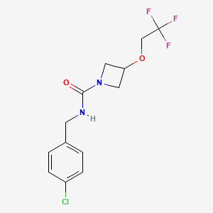molecular formula C13H14ClF3N2O2 B2473822 N-[(4-chlorophenyl)methyl]-3-(2,2,2-trifluoroethoxy)azetidine-1-carboxamide CAS No. 2320504-91-2