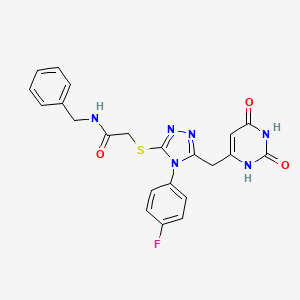 molecular formula C22H19FN6O3S B2473837 N-benzyl-2-((5-((2,6-dioxo-1,2,3,6-tetrahydropyrimidin-4-yl)methyl)-4-(4-fluorophenyl)-4H-1,2,4-triazol-3-yl)thio)acetamide CAS No. 852154-27-9