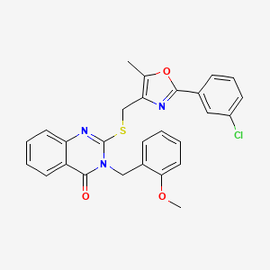 molecular formula C27H22ClN3O3S B2473845 2-(((2-(3-chlorophenyl)-5-methyloxazol-4-yl)methyl)thio)-3-(2-methoxybenzyl)quinazolin-4(3H)-one CAS No. 1114827-73-4