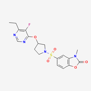 5-((3-((6-ethyl-5-fluoropyrimidin-4-yl)oxy)pyrrolidin-1-yl)sulfonyl)-3-methylbenzo[d]oxazol-2(3H)-one