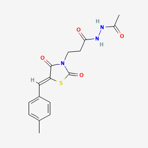 molecular formula C16H17N3O4S B2473863 N'-acetyl-3-[(5Z)-5-[(4-methylphenyl)methylidene]-2,4-dioxo-1,3-thiazolidin-3-yl]propanehydrazide CAS No. 315235-26-8