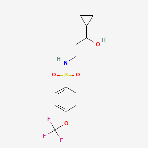 molecular formula C13H16F3NO4S B2473870 N-(3-cyclopropyl-3-hydroxypropyl)-4-(trifluoromethoxy)benzene-1-sulfonamide CAS No. 1396871-61-6