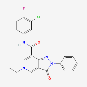 molecular formula C21H16ClFN4O2 B2473871 N-(3-chloro-4-fluorophenyl)-5-ethyl-3-oxo-2-phenyl-2H,3H,5H-pyrazolo[4,3-c]pyridine-7-carboxamide CAS No. 923201-96-1