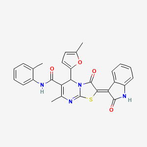 7-methyl-5-(5-methylfuran-2-yl)-N-(2-methylphenyl)-3-oxo-2-[(3Z)-2-oxo-2,3-dihydro-1H-indol-3-ylidene]-2H,3H,5H-[1,3]thiazolo[3,2-a]pyrimidine-6-carboxamide