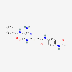 N-(2-((2-((4-acetamidophenyl)amino)-2-oxoethyl)thio)-4-amino-6-oxo-1,6-dihydropyrimidin-5-yl)benzamide