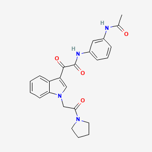 molecular formula C24H24N4O4 B2473944 N-(3-acetamidophenyl)-2-oxo-2-(1-(2-oxo-2-(pyrrolidin-1-yl)ethyl)-1H-indol-3-yl)acetamide CAS No. 893992-81-9
