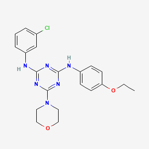 molecular formula C21H23ClN6O2 B2474003 N2-(3-chlorophenyl)-N4-(4-ethoxyphenyl)-6-(morpholin-4-yl)-1,3,5-triazine-2,4-diamine CAS No. 898630-66-5