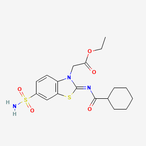 (Z)-ethyl 2-(2-((cyclohexanecarbonyl)imino)-6-sulfamoylbenzo[d]thiazol-3(2H)-yl)acetate
