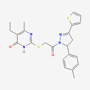 5-ethyl-6-methyl-2-((2-oxo-2-(3-(thiophen-2-yl)-5-(p-tolyl)-4,5-dihydro-1H-pyrazol-1-yl)ethyl)thio)pyrimidin-4(3H)-one
